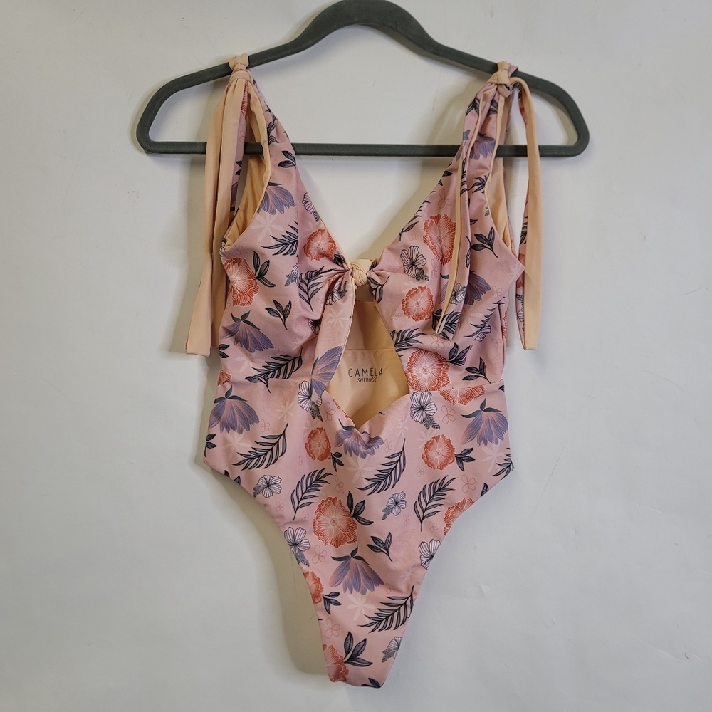 Camela swimwear tie floral print onepiece Bikini